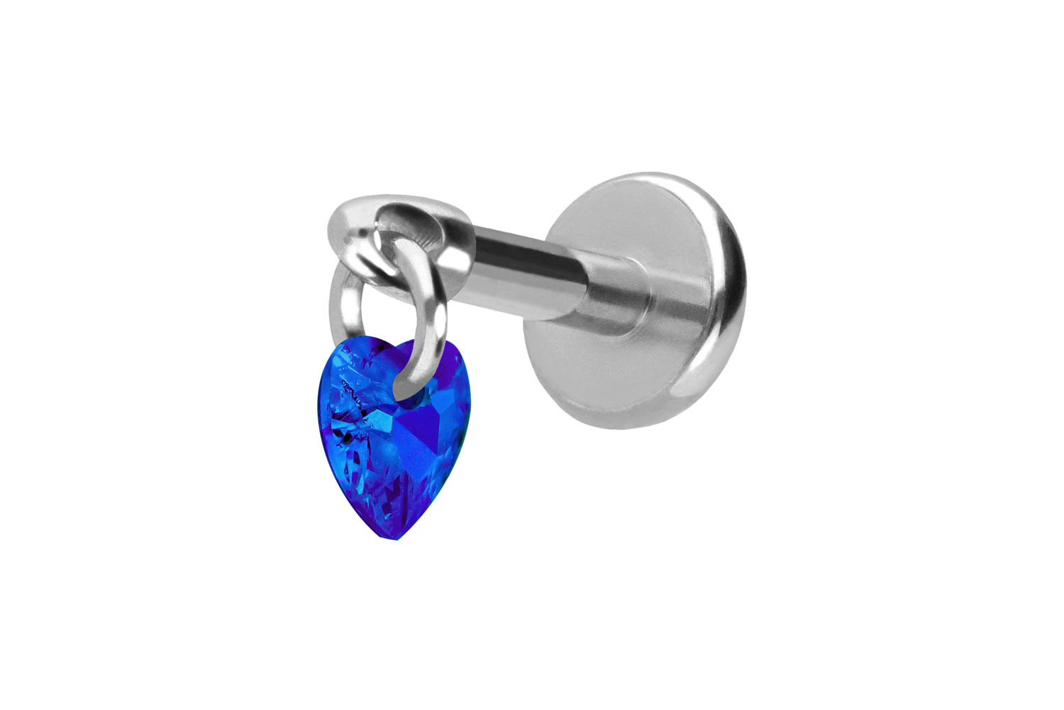 Titan Labret Piercing mit Push Fit KRISTALLHERZ